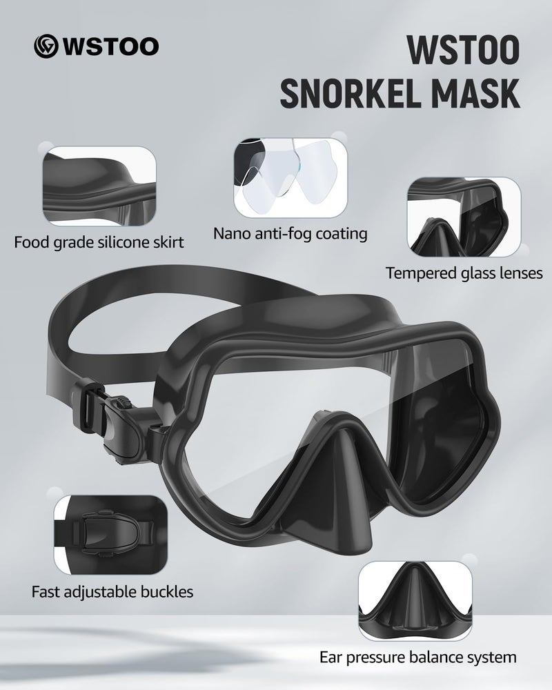 W WSTOO WSTOO Frameless Swim Goggles with Nose Cover for Adults, Panoramic Anti-Glare & Anti-Fog Tempered Glass Lenses, and Perfect Seal Food-Grade Silicone Skirt, Suitable for Snorkelling and Diving - Image 3